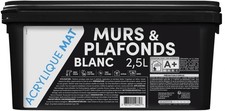 Peinture murs et plafonds acrylique blanc mat sans odeurs 2.5L BATIR 1ER