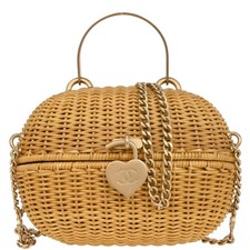 Chanel Beige Rattan Heart Lock