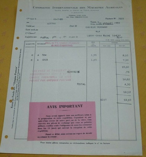Ancienne facture compagnie - ancienne,