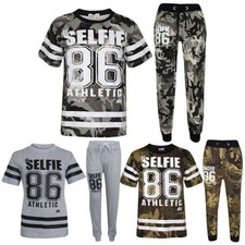 Ensemble T-Shirt Et Pantalon Camouflage Pour Garçons De 7 À 13 Ans