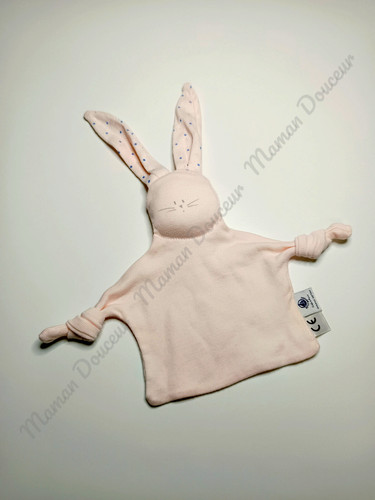 Doudou plat lapin rose - plat,