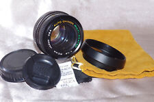 Objectif pour Pentax K 50mm f1,4 CHINON avec bouchon, pare-soleil et housse TBE