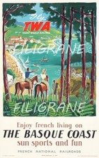 THE BASQUE COAST TWA Raln - POSTER HQ 50x70cm d'une AFFICHE VINTAGE