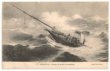 Carte postale ancienne TROUVILLE Barque pêche MER cpa