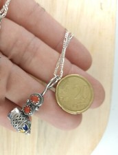 Bijoux kabyles : Pendentif avec sa chaîne en argent 925 émaillé et corail rouge