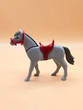 Playmobil cheval gris selle rouge harnais rouge écurie ferme western médiéval