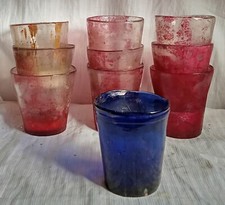 10 ancien lumignon verre soufflé Photophore Bougie procession église 19 ème 