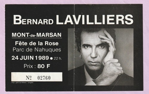 Bernard lavilliers billet - lavilliers,,