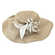 Chapeau Femme Xixe Siècle Fleurs Ruban Fibres Végétale Toquilla Pour Panama