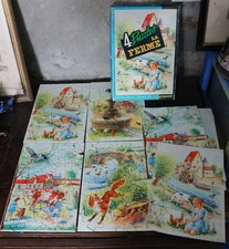 4 PUZZLES DE LA FERME oie  vache chevre poule renard EDITIONS WILLEB 1710