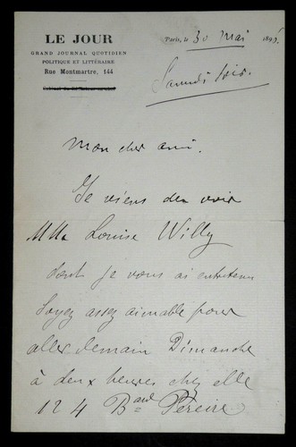 Max maurey lettre autographe - maurey,
