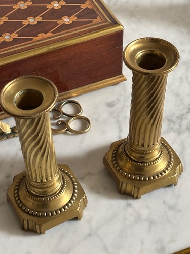 Paire bougeoirs louis xvi - bougeoirs,