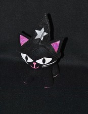 Peluche doudou chat TESCO noir blanc rose chapeau étoile 21 cm TTBE