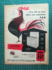 437 Publicité ancienne circa 1950 Cuisinière Far coq dos bières d'Alsace