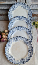 4 ANCIENNES ASSIETTES PLATES TERRE DE FER COQUELICOTS