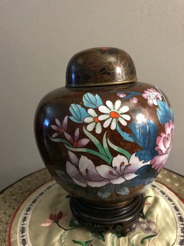 Cloisonne vase potiche pot - cloisonne,