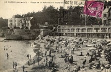cpa Bretagne - Pornic - plage de la Noéveilard - cachet Daguin Pornic 1936