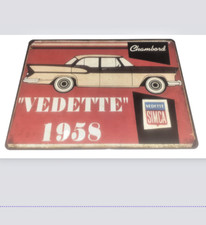 Plaque metal vintage simca chambord vedette 1958 dimension : 14,50cm x19cm