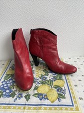 jolie bottines rouge marque Donna Pil italy cuir chaussures femme 38 Talon sexy