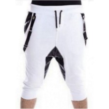 Bermuda Sarouel homme blanc à bretelles