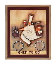 Tableau en Bois pour BAR Pub Restaurant Chef To Go Vintage Cuisinier À Pizza USA