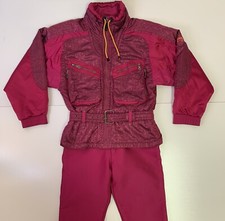 VTG Kaelin Women’s Retro Pink Ski Snow Suit Set Sz 8 Jacket Belt & Sz 10R Pants