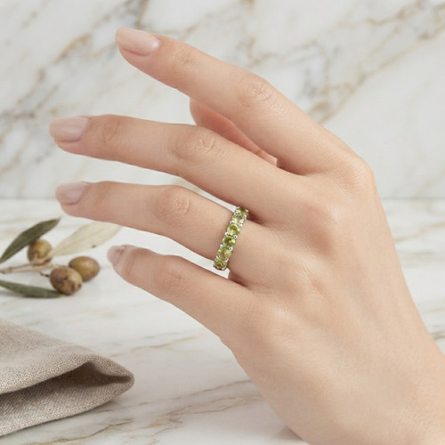 Bague demi éternité - demi, péridot