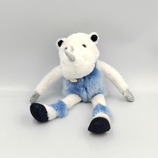 Doudou rhinocéros blanc bleu