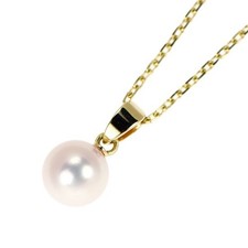 Collier pendentif perle Akoya Mikimoto K14YG diamètre environ 6,9 mm - sh...