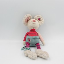 Doudou souris grise rose verte