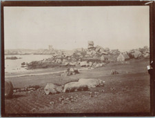France, Bretagne, plage, dolmens Vintage print  Tirage citrate  9x12