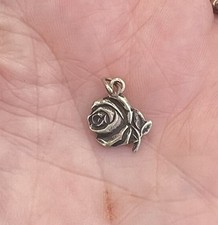 Antique Medal Rose St Therese French Pendant ½”  Necklace Silver Little Flower