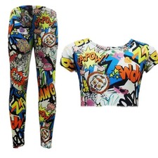New Filles Bd Élégant Imprimé Haut Court & Livre Mode Ensemble Legging 2-13 Ans