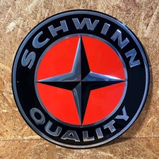Panneau métal étain Schwinn vélo 22" rond OCCASION vintage vélo boutique déco...