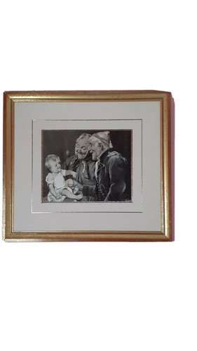 Tableau ancien tissé - en, soie