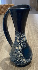 ?? Vase Bleu ancien Vintage Fat Lava signé Vallauris en état ( 603 grammes )