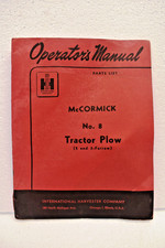 Vintage International Moissonneuse Numéro 8 Tracteur Charrue Manuel Farmall M