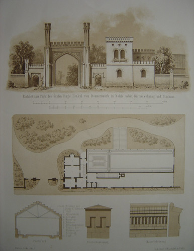 Lithographie entrée parc - , à