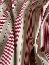 Antique Vintage French Ticking Fabric - Red & Beige Stripes