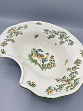 Plat à barbe ancien Saint-Clément Tradition – décor Vieux Moustiers oiseau fleur