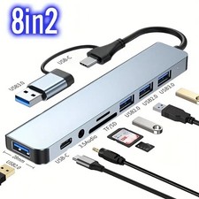 Adaptateur USB C 8-en-1 HUB avec HDMI pour Ordinateur Portable, MacBook, iPad