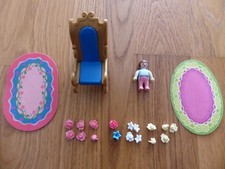 PLAYMOBIL PRINCESSE Chaise + Fleurs + Tapis + bébé 