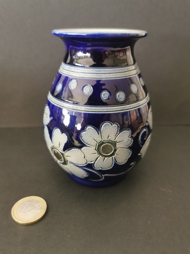 Petit pot bleu nuit grès - pot, en