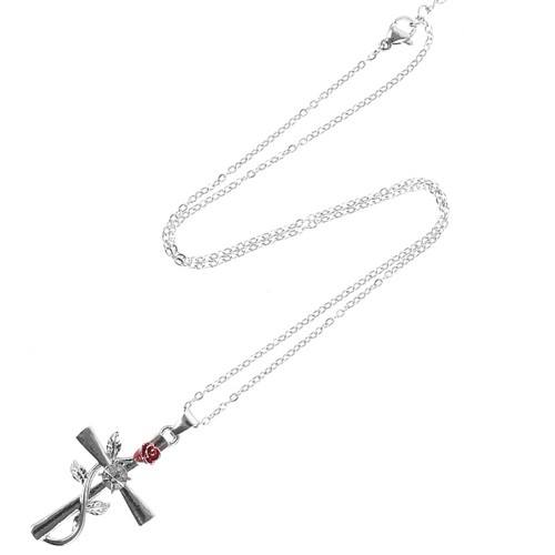 Fire necklace silver - necklace, cross