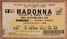 Madonna - Ticket Concert Sticky & Sweet Tour - N° E 12 39 26 du 20/09/2008 Paris