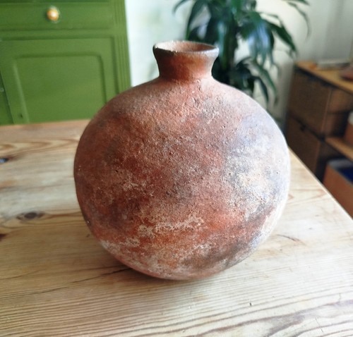 Ancien vase boule terre - ancien, cuite