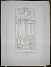 Gravure d' Architecture Grille en fer forgé au lycée Napoléon à Paris