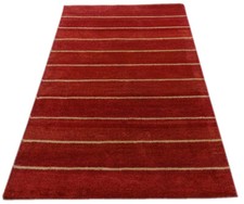 Tapis Gabbeh Noué à la Main 100% Laine Rouge Beige Tapis D'Orient 122x182 CM M99