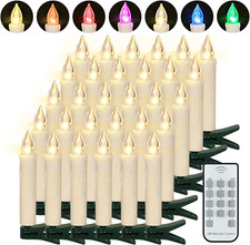 30 Bougies LED Sapin De Noël Sans Fil Avec Télécommande Minuterie Flamme Vacilla