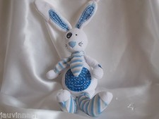Doudou lapin blanc et bleu